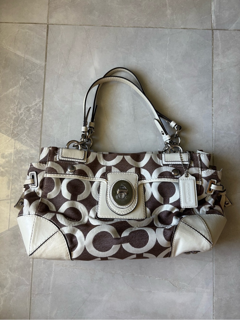Vintage Coach Satchel / shoulder bag canvas & leather